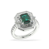 The Manhattan Diamond Ring With Emerald Centre - Artelia Jewellery