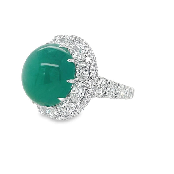 Yasmeen 18K White Gold Emerald and Diamond Ring - Artelia Jewellery