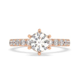 18K rose gold Round Solitaire Engagement Ring with chloe diamond band - Artelia Jewellery