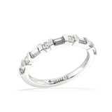 18K white gold Chancy baguette and round diamond wedding ring