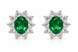 Zambian Emerald & Diamond Halo Earrings