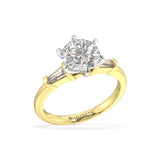 ARTELIA SIGNATURE YELLOW GOLD EMERALD CUT DIAMOND TRILOGY ENGAGEMENT RING - Artelia Jewellery