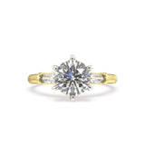 ARTELIA SIGNATURE YELLOW GOLD EMERALD CUT DIAMOND TRILOGY ENGAGEMENT RING - Artelia Jewellery