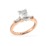 ARTELIA SIGNATURE TWO TONE EMERALD CUT DIAMOND TRILOGY ENGAGEMENT RING - Artelia Jewellery