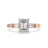ARTELIA SIGNATURE TWO TONE EMERALD CUT DIAMOND TRILOGY ENGAGEMENT RING - Artelia Jewellery