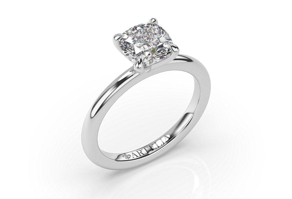 Cushion Cut lab diamond solitaire engagement ring