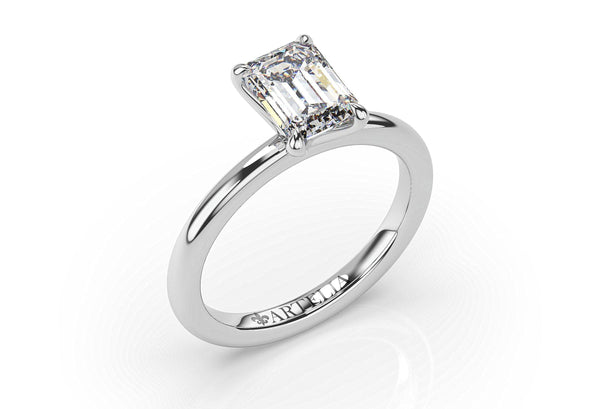 Emerald Cut Diamond Solitaire  Engagement Ring