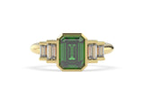 18K Yellow Gold Emerald Cut Emerald and Diamond Ring