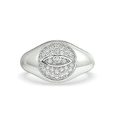 9K White Gold Evil Eye Signet Ring - Artelia Jewellery