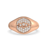 9K Rose Gold Diamond Evil Eye Signet Ring - Artelia Jewellery