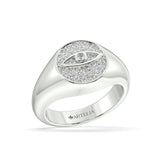 9K White Gold Evil Eye Signet Ring - Artelia Jewellery