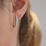 Emerald Cut Diamond Hoop Eearrings in 18K White Gold