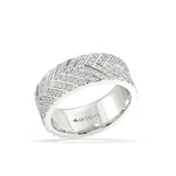 18K White Gold Herringbone Diamond Dress Ring