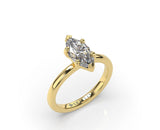 18K yellow gold marquise diamond solitaire engagement ring with 6 claws