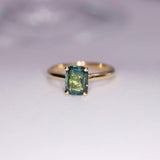 Elongated Cushion Teal Sapphire Ring - Artelia Jewellery