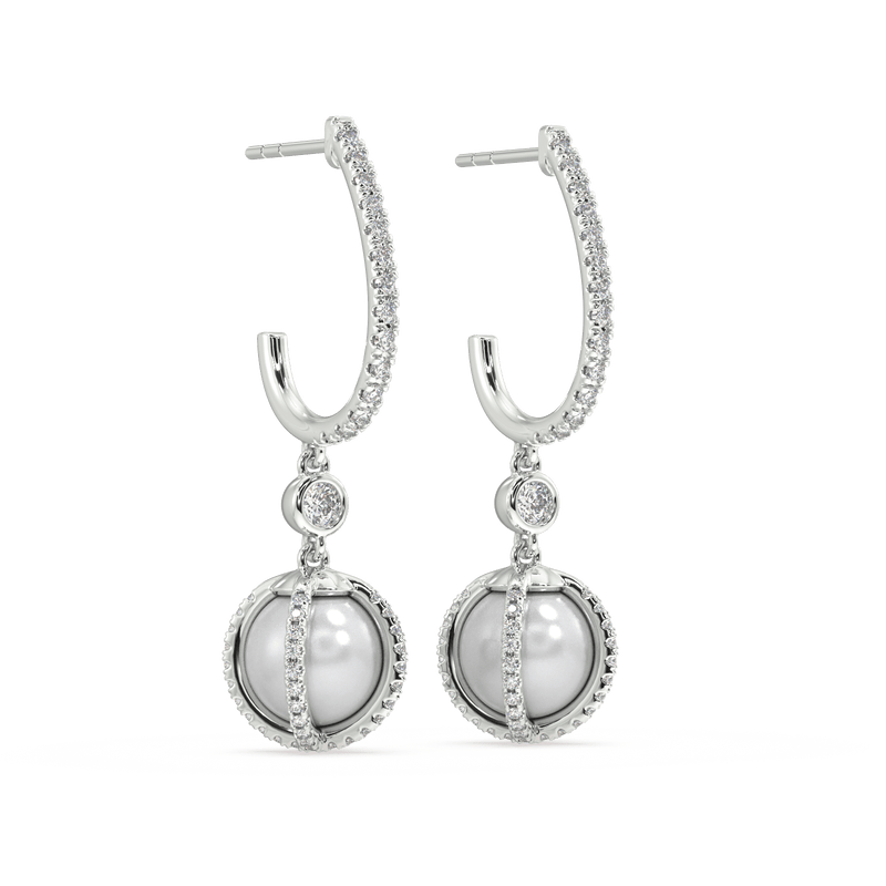 Anastasia Diamond and South Sea Pearl Earrings - Artelia Jewellery
