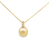 South Sea Pearl and Diamond Pendant in 18K Yellow Gold