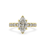 18K YELLOW GOLD MARQUISE DIAMOND SOLITAIRE WITH SIDE DIAMONDS
