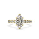18K YELLOW GOLD MARQUISE DIAMOND SOLITAIRE WITH SIDE DIAMONDS