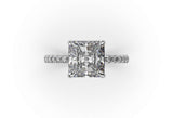 Princess Cut Lab Grown Diamond Ring With a Hidden Halo and Side Diamonds - Artelia Jewellery