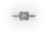 Princess Cut Lab Grown Diamond Ring With a Hidden Halo and Side Diamonds - Artelia Jewellery