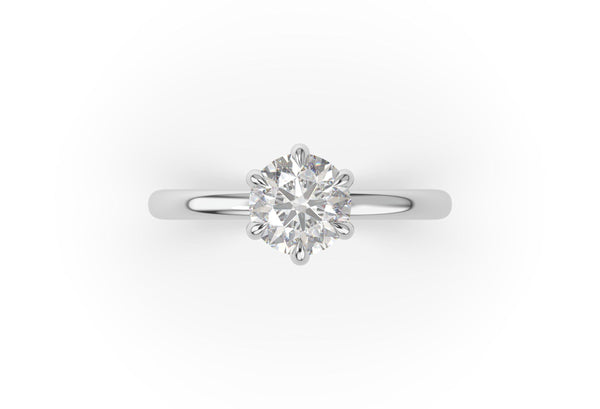 Round Solitaire Lab Diamond Engagement Ring with 6 claws