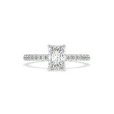 Artelia Signature Elongated Radiant Diamond Engagement Ring With Side Diamonds