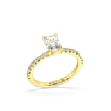 Artelia Signature Elongated Radiant Diamond Engagement Ring With Side Diamonds