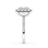 PRINCESS CUT LAB GROWN DIAMOND ENGAGEMENT RING WITH A HALO AND SIDE DIAMONDS