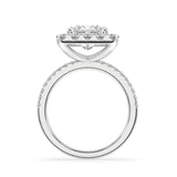 PRINCESS CUT LAB GROWN DIAMOND ENGAGEMENT RING WITH A HALO AND SIDE DIAMONDS