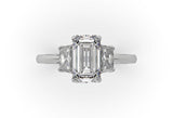 Emerald Cut Trilogy Lab Grown Diamond Engagement Ring - Artelia Jewellery