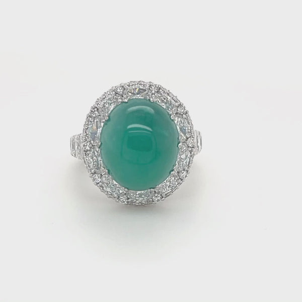 Yasmeen 18K White Gold Emerald and Diamond Ring