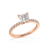 Artelia Moderne Princess Cut Diamond Engagement Ring With Side Diamonds