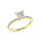 Artelia Moderne Princess Cut Diamond Engagement Ring With Side Diamonds