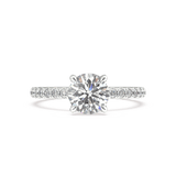 Artelia Moderne Round Brilliant Diamond Engagement Ring With Four Claws And Side Diamonds