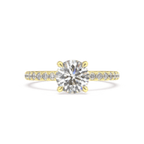 Artelia Moderne Round Brilliant Diamond Engagement Ring With Four Claws And Side Diamonds
