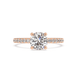 Artelia Moderne Round Brilliant Diamond Engagement Ring With Four Claws And Side Diamonds