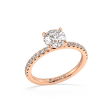 Artelia Moderne Round Brilliant Diamond Engagement Ring With Four Claws And Side Diamonds