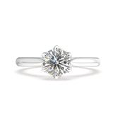 ROUND LAB GROWN SOLITAIRE ENGAGEMENT RING WITH CATHEDRAL SETTING AND SIX CLAWS