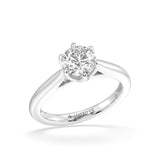 ROUND LAB GROWN SOLITAIRE ENGAGEMENT RING WITH CATHEDRAL SETTING AND SIX CLAWS