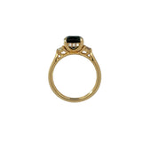 Bespoke 18K yellow gold teal sapphire and diamond ring