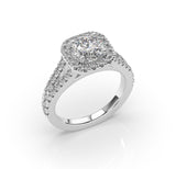 Round Diamond Halo Engagement Ring With Split Band(ARTHR024)