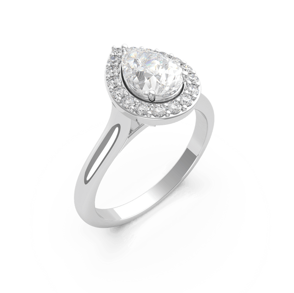 Pear Diamond Halo Engagement Ring (ARTHR040) - Artelia Jewellery
