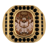 9K Yellow Gold Citrine And Black Diamond Ring - Artelia Jewellery