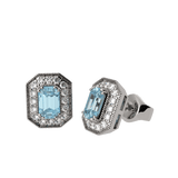 Aquamarine Earrings With Round Brilliant Diamonds - Artelia Jewellery