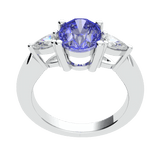 Ceylon Sapphire and Diamond Trilogy Engagement Ring (ARTCR004) - Artelia Jewellery