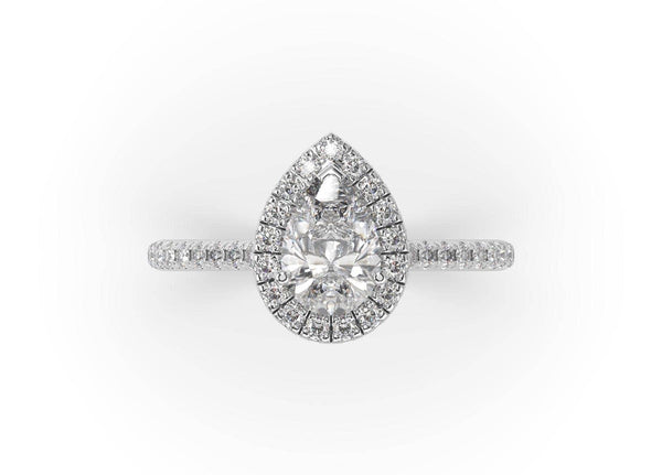 Pear Diamond Halo Engagement Ring (ARTHR039) - Artelia Jewellery