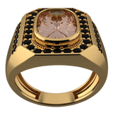 9K Yellow Gold Citrine And Black Diamond Ring - Artelia Jewellery