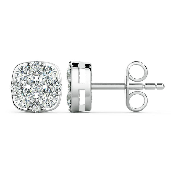 Cushion Diamond Cluster Earrings