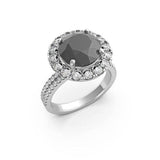 Round Black Diamond Solitaire Engagement Ring (ARTBHR03)
